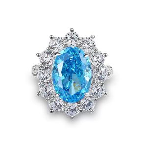 Sunburst Aquamarine Healing Statement Ring