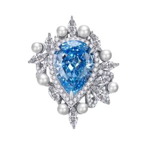 Ethereal Soul Teardrop Aquamarine & Pearl Halo Ring – Emotional Balance Inner Peace Ocean Crystal Jewelry